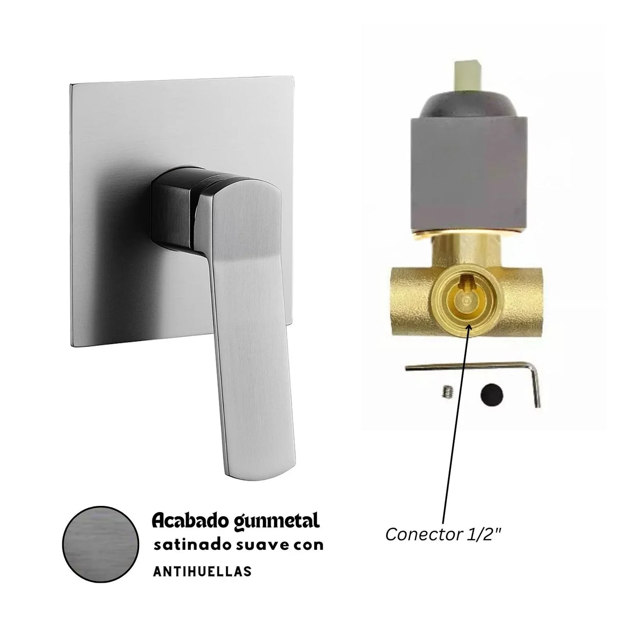 Grifería Ducha Monocontrol Gris Níquel Antihuellas Kassel