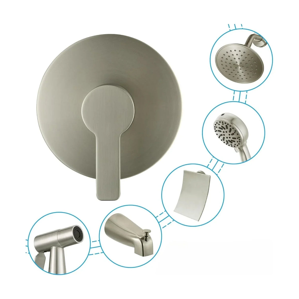 Griferia Ducha Monocontrol Satinada Metalica Cuerpo Bronce