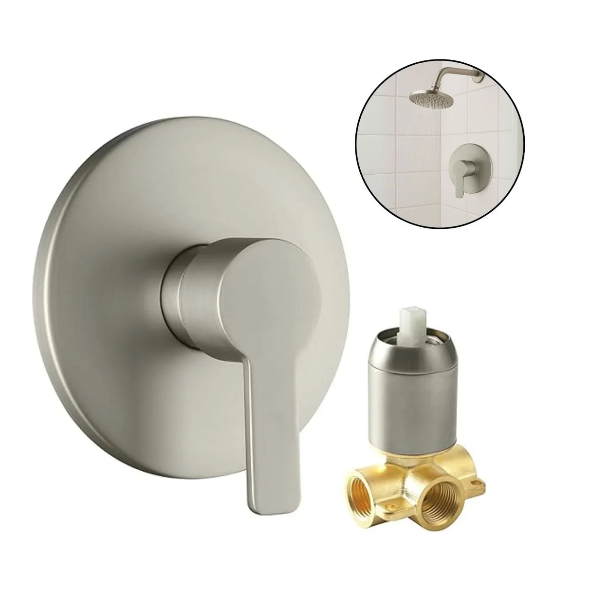 Griferia Ducha Monocontrol Satinada Metalica Cuerpo Bronce