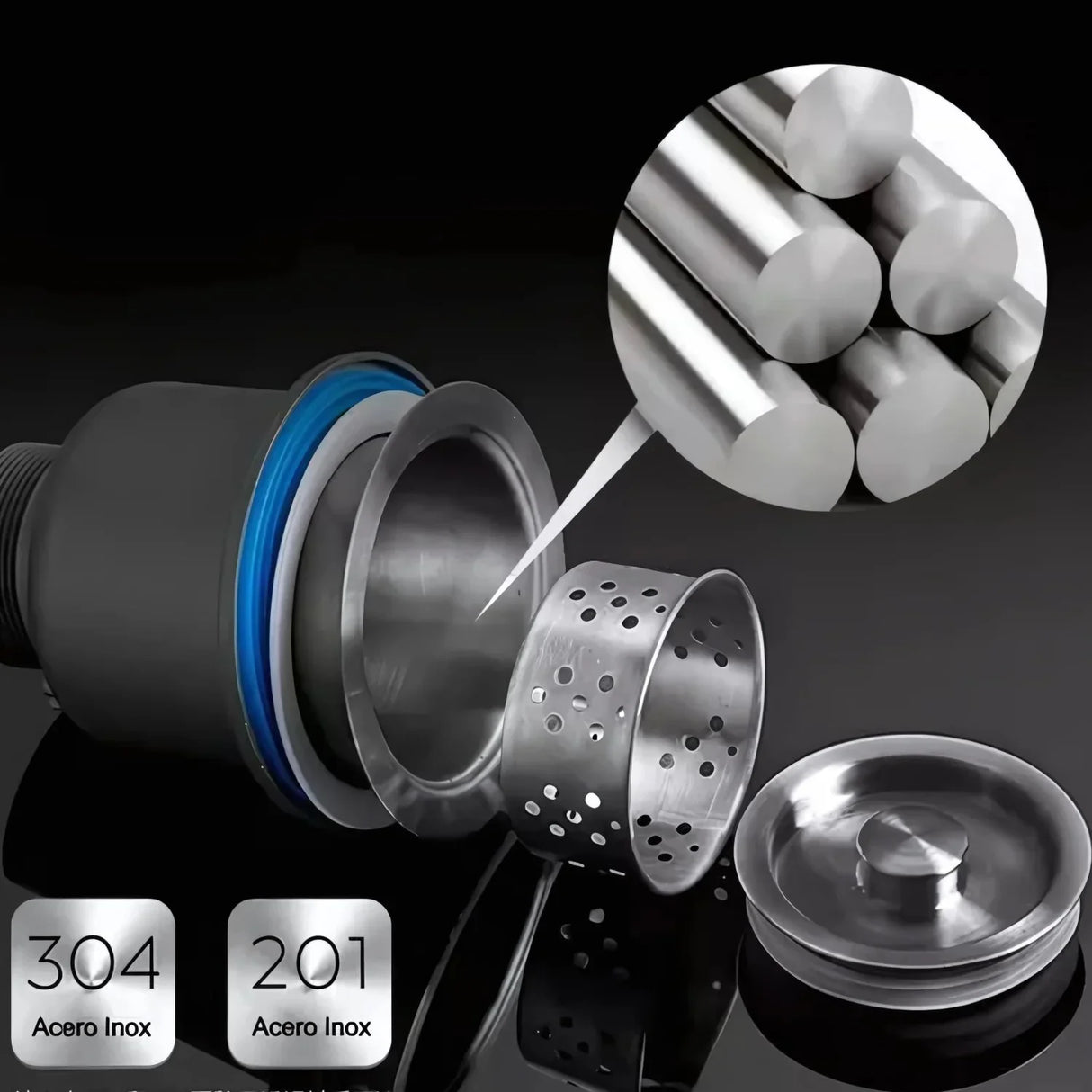 Set de Lujo para Lavaplatos: Canastilla Lujo y Grifería Monocontrol Extraíble en Negro Mate