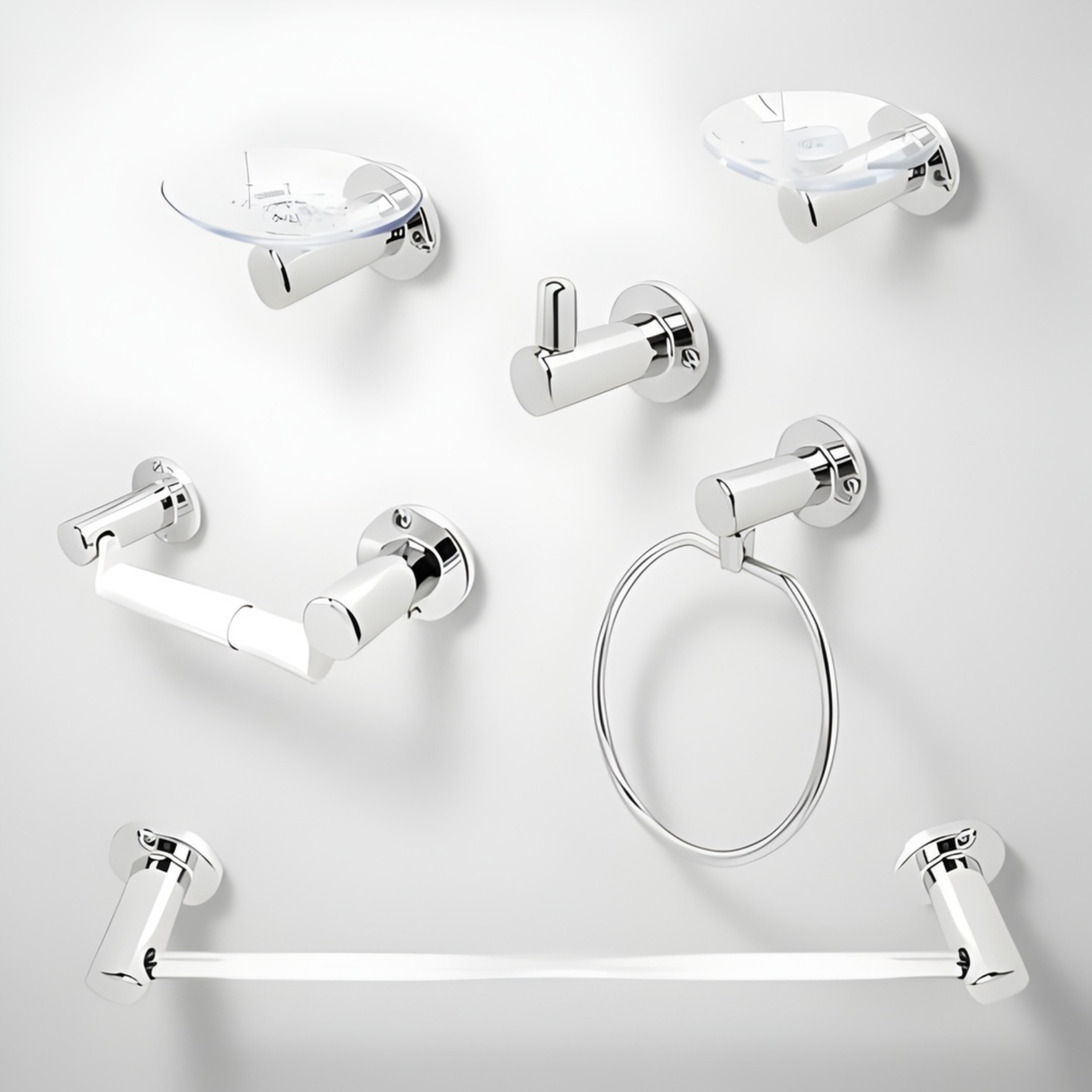 Juego Accesorios Baño 6 Piezas Cromo Salento