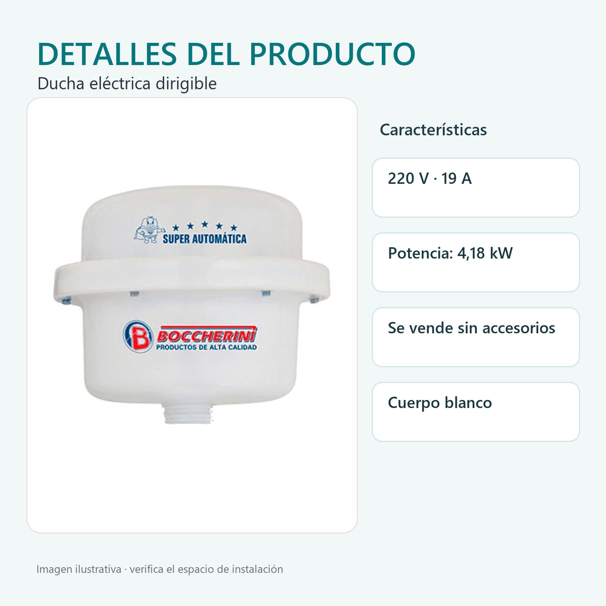Ducha Eléctrica Dirigible Blanca 220 V sin Accesorios 16 cm - imagen 4