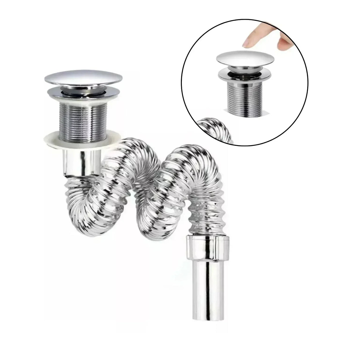 Set Lavamanos Acero Inoxidable 40x42cm + Kit Pedal + Desague