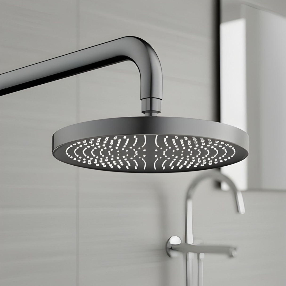 Regadera Redonda 25 Cm Spacco Gris Concreto Brazo 30cm Acero