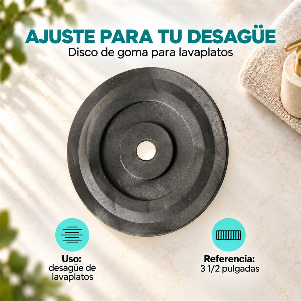 Disco de Goma para Desagüe de Lavaplatos 3 1/2": características principales