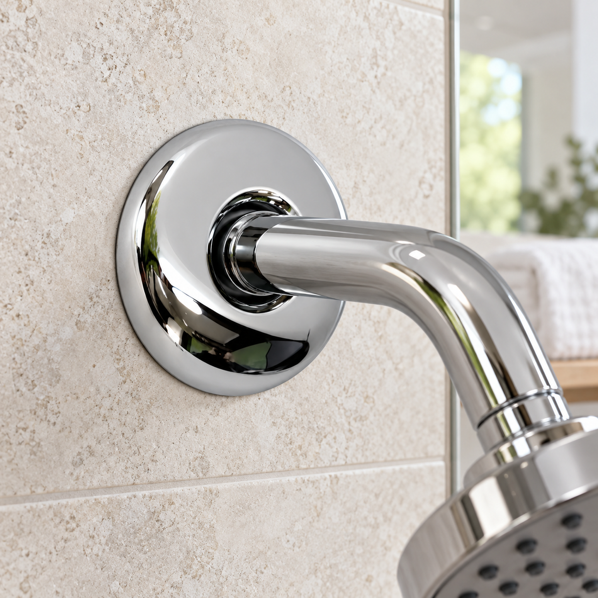 Producto instalado de Campana cromada para brazo de ducha