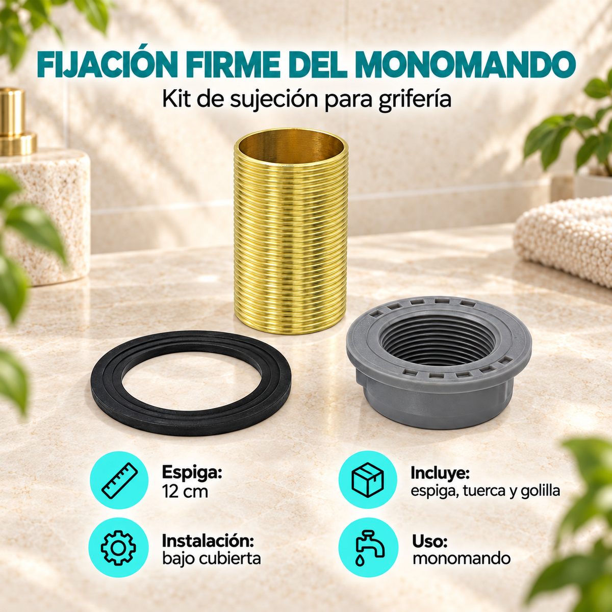 Características de Espiga de 12 cm para sujeción de monomando