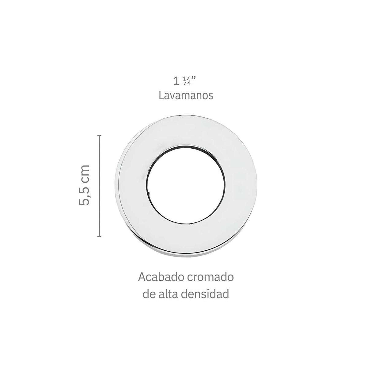 Kit Sifón Botella Metálico Cromado y Desagüe Push Satinado 1 1/4 para Lavamanos