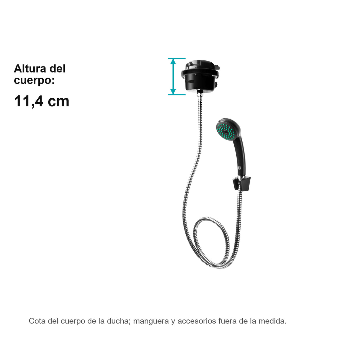 Ducha Eléctrica Fusion Para Salón De Belleza Negra 110V — medidas del cuerpo