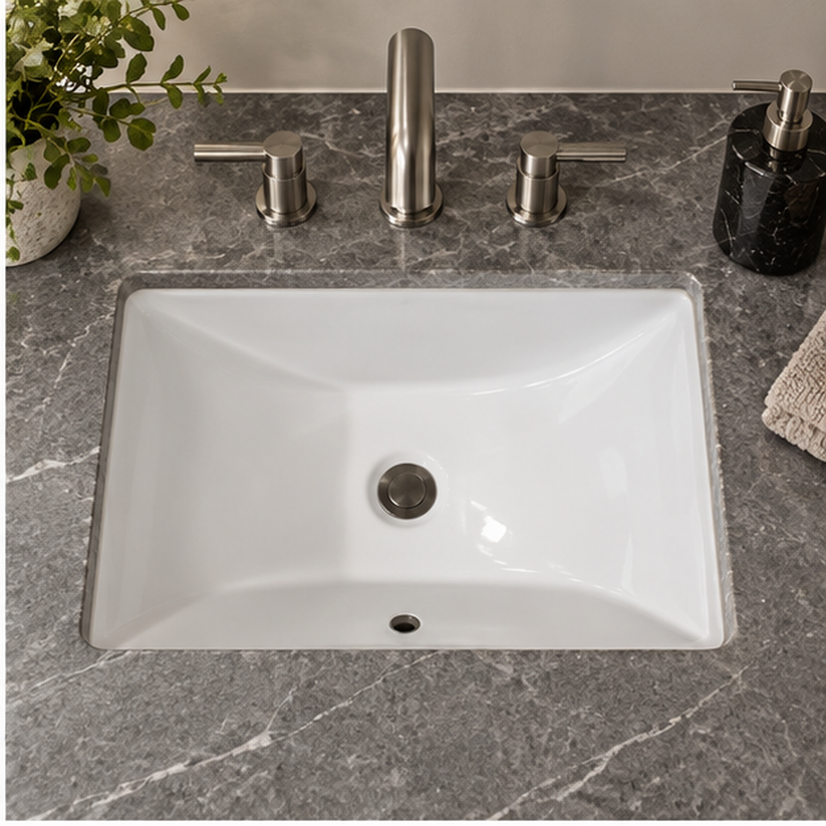 Lavamanos Submontar Rectangular Blanco 46 x 32,5 x 18,5 cm - imagen 2
