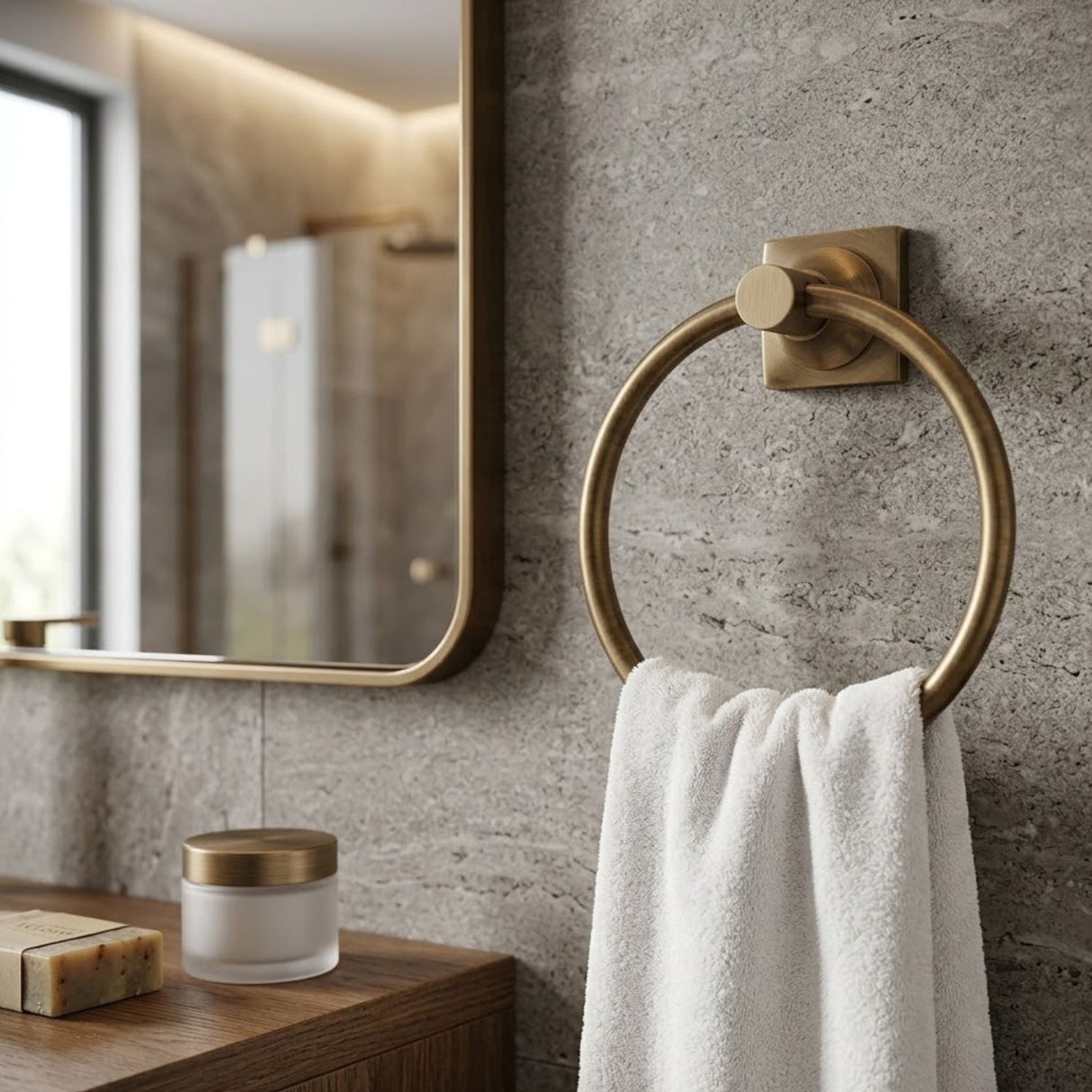 Juego de Accesorios de Baño Xcaret 6 Piezas Bronce | Set Completo para Baño Moderno y Funcional