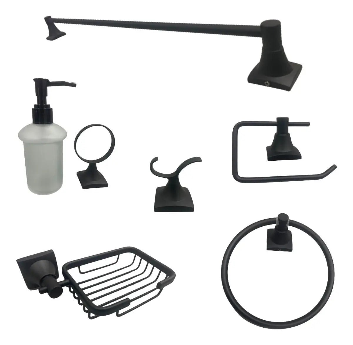 Juego de Accesorios de Baño Xcaret 6 Piezas Negro | Set Completo para Baño Moderno y Elegante
