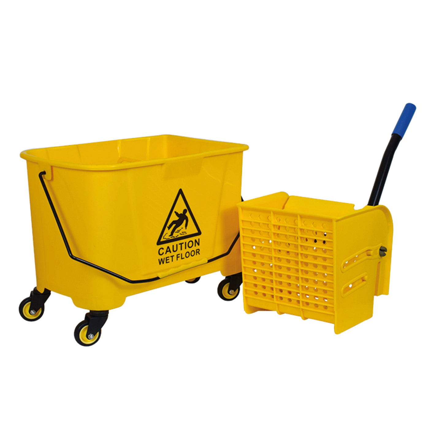 Balde Exprimidor Profesional 20 Litros con Ruedas y Escurridor Industrial Amarillo Lava Traperos