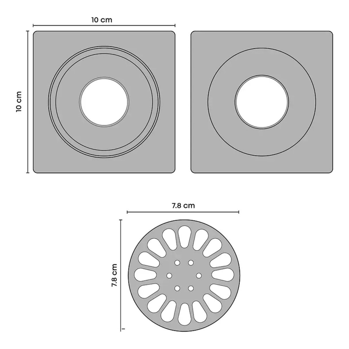 Rejilla De Piso Cuadrada 10 X 10cm Negro Mate