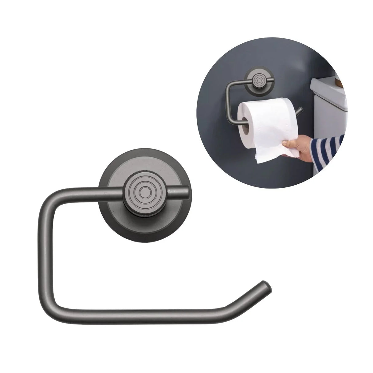 Porta Rollo Argolla Labrado Zafiro Gun Gris - Aluminio de Alta Calidad