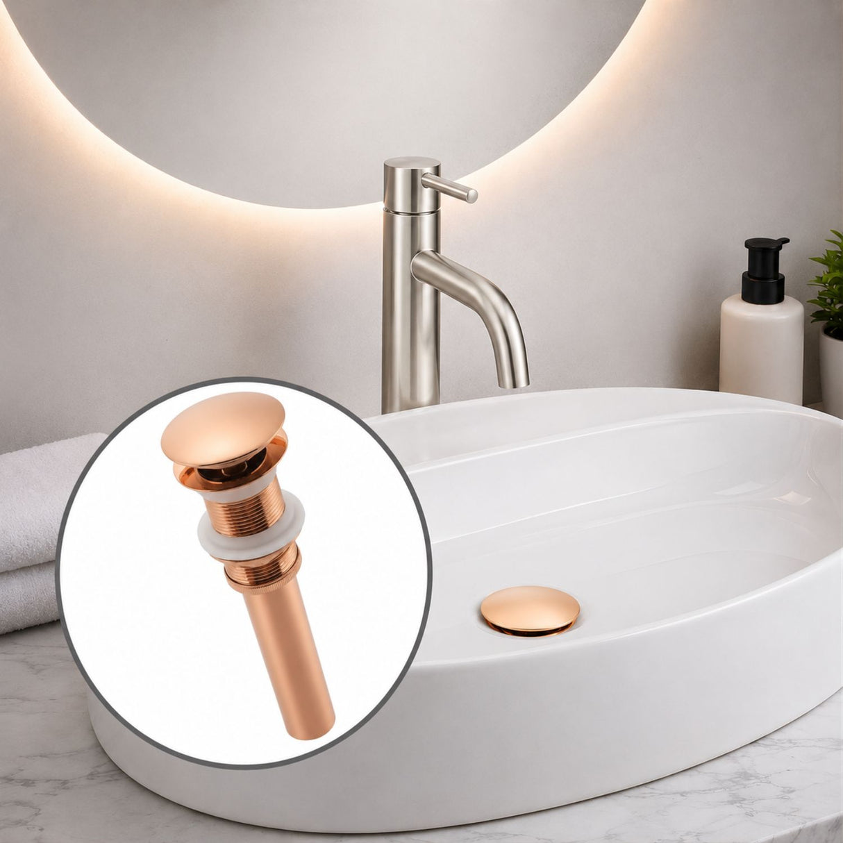 Desagüe Push para Lavamanos Oro Rosa