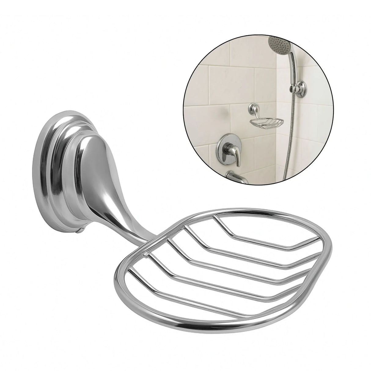 Jabonera Metálica Rejilla Cromada Lujo Baño Pared