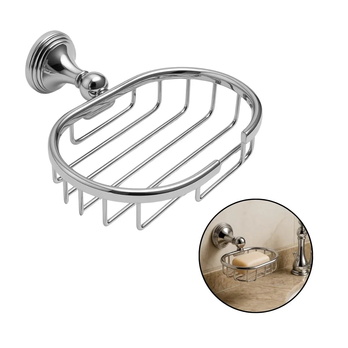 Jabonera Metálica Rejilla Redonda Cromada Anticorrosiva