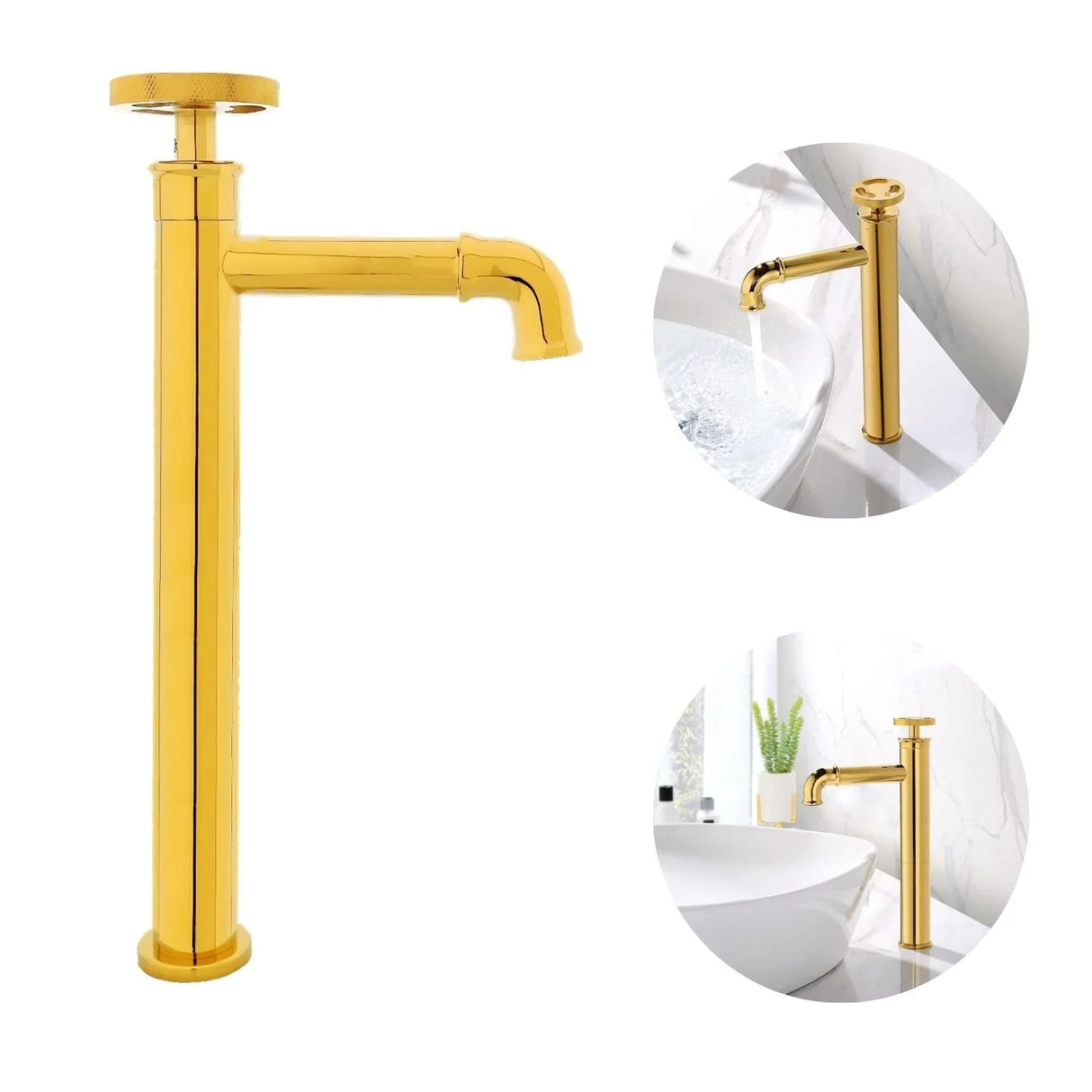 Llave Griferia de Agua Fría Alta LVM Industry Gold - Grifería para Lavamanos Alta