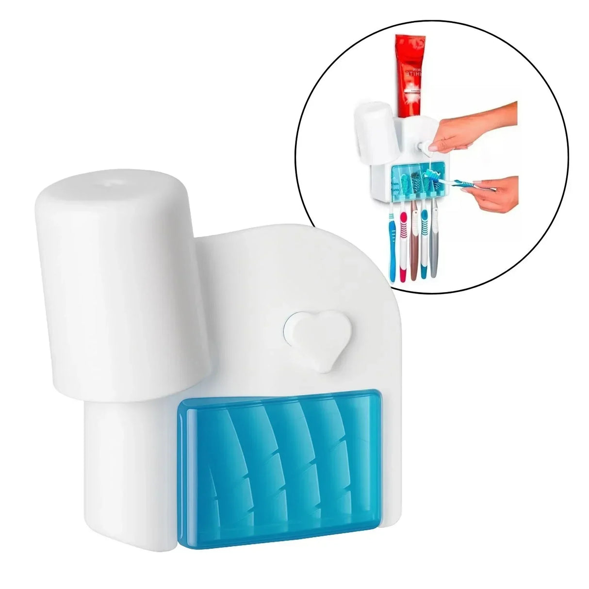 Organizador Cepillos 5 Puestos Dispensador Crema Dental Antigoteo