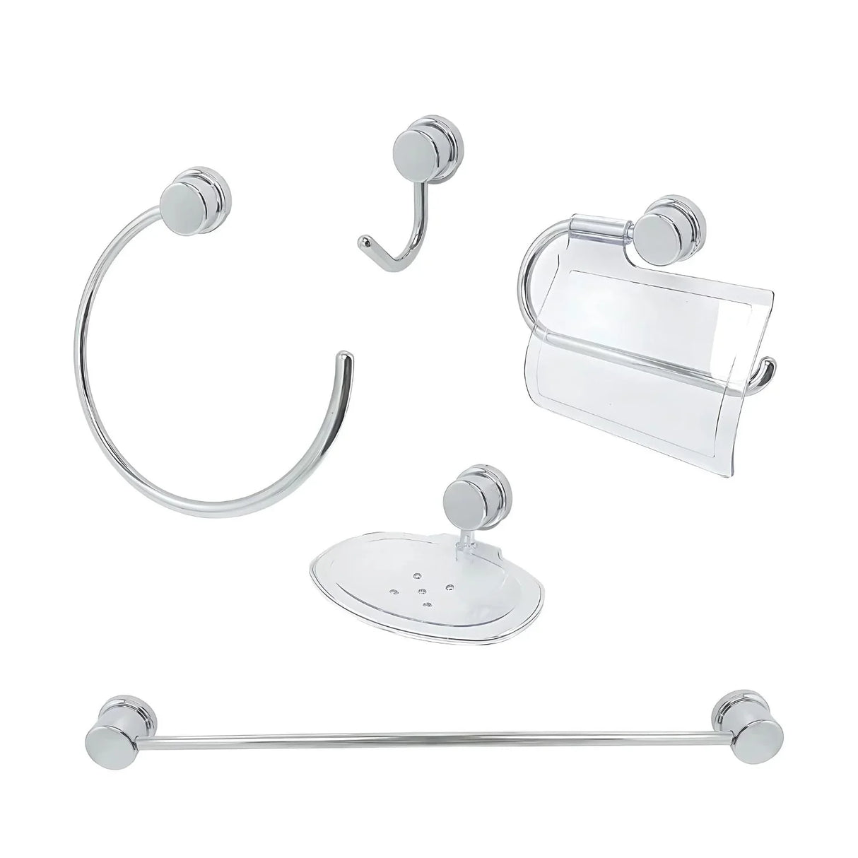 Set de Accesorios para Baño en ABS Cromado, 5 Piezas
