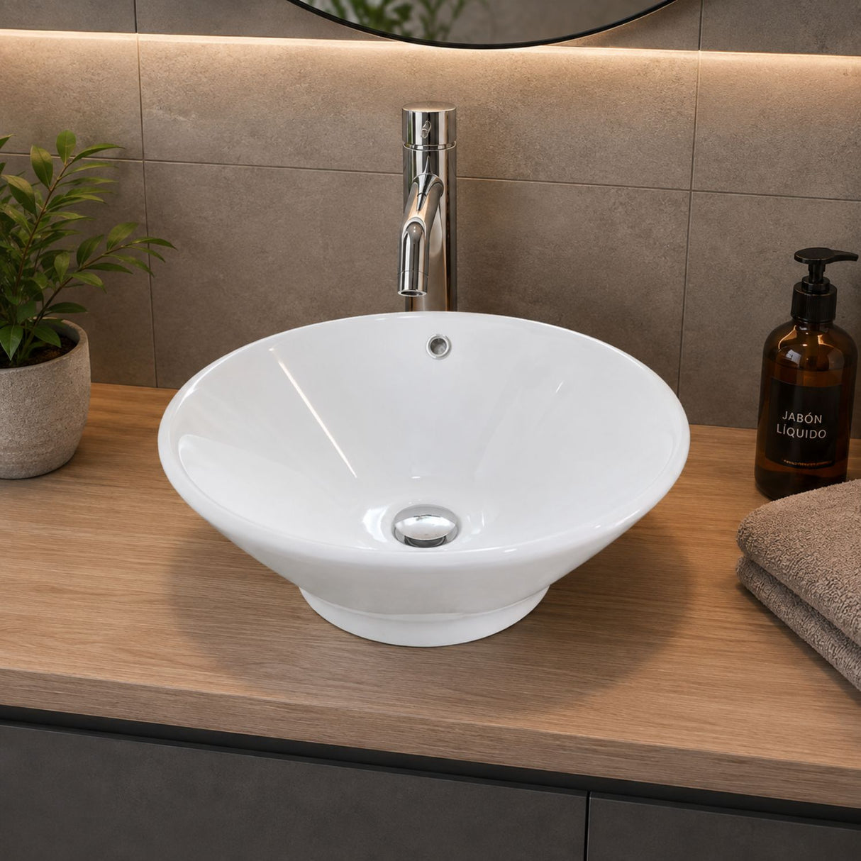 Lavamanos de Sobreponer Pilot Blanco en Porcelana 42,5 × 42,5 × 18 cm