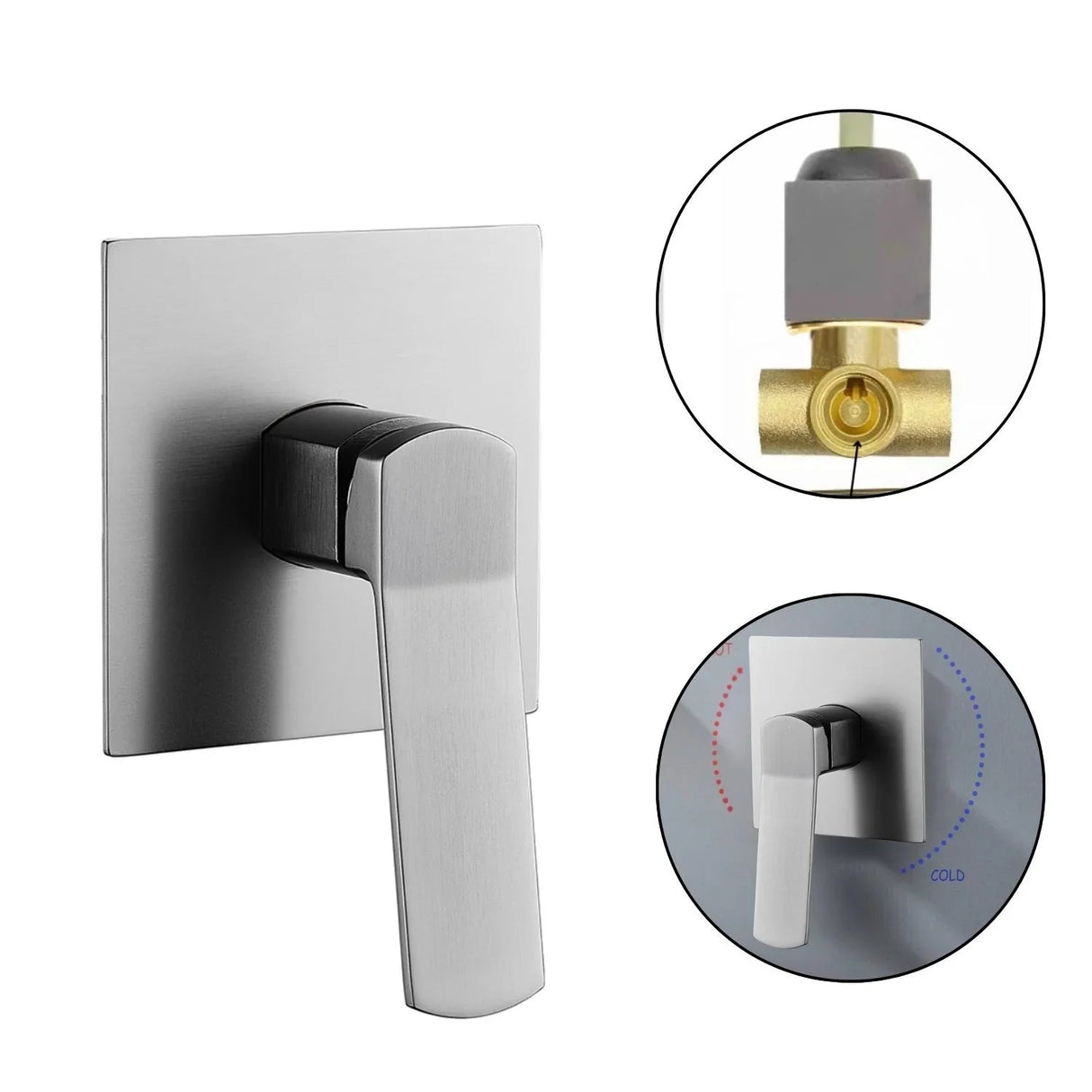 Mezclador monocontrol empotrado para ducha Kassel gunmetal sobre fondo claro