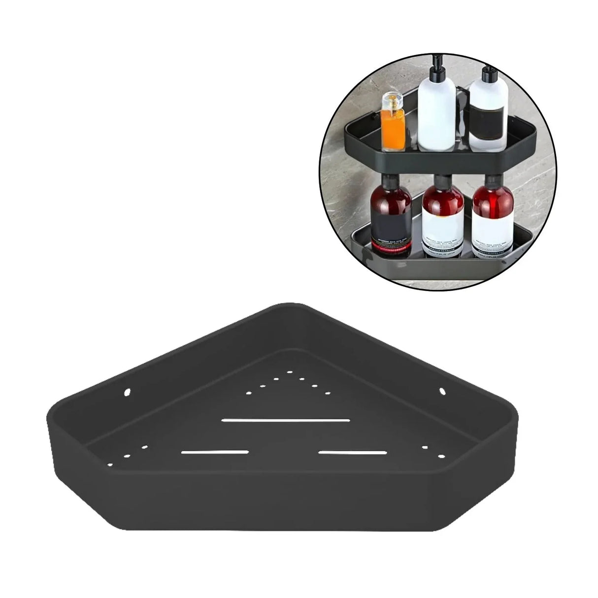 Repisa Baño Esquinera Moderna Negro Aluminio - Inoxidable