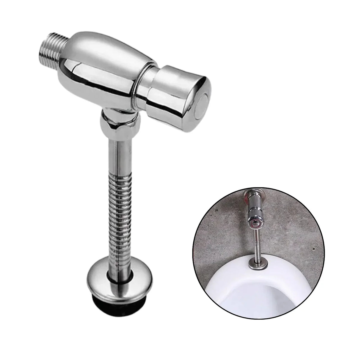 Llave Push Orinal Cierre Automático Metálica Cromada Grifo