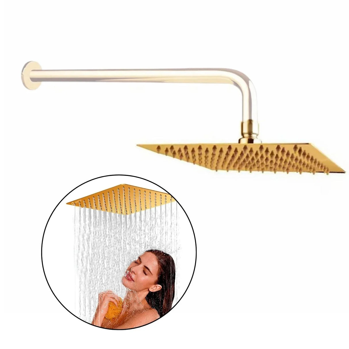 Regadera de Ducha en Acero SUS304 Dorada - 25 cm - Sin Tubo