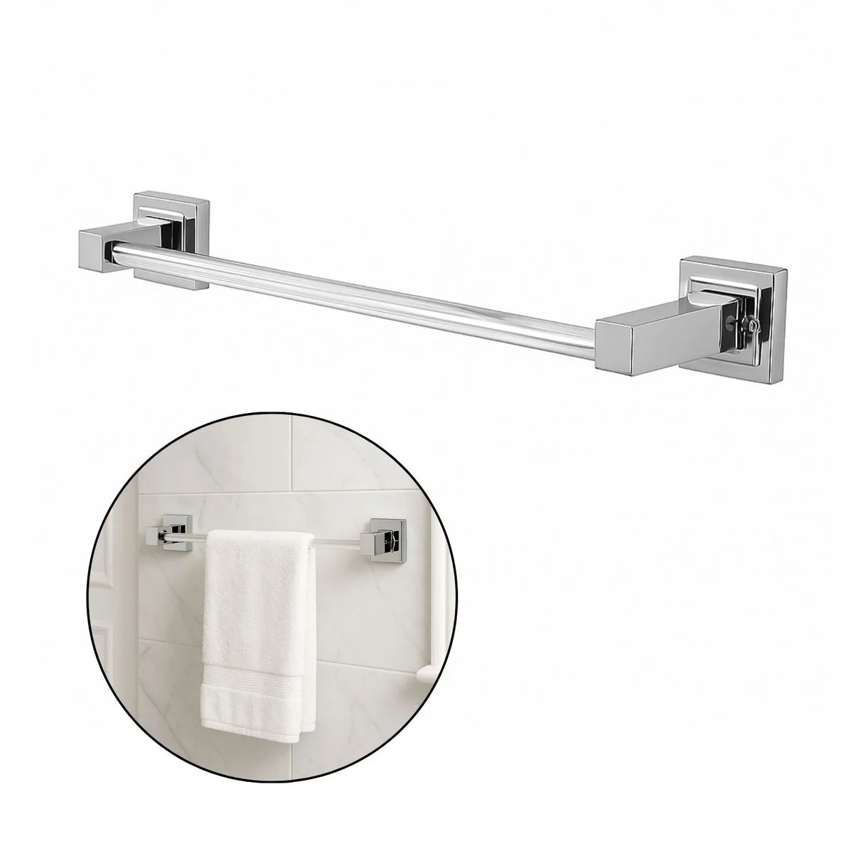 Toallero Barra Cromado Resistente Decoración Moderna ABS