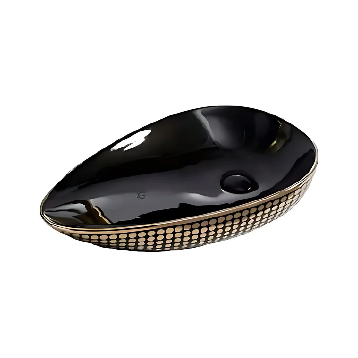 Lavamanos Oztra Negro Y Dorado Brillante