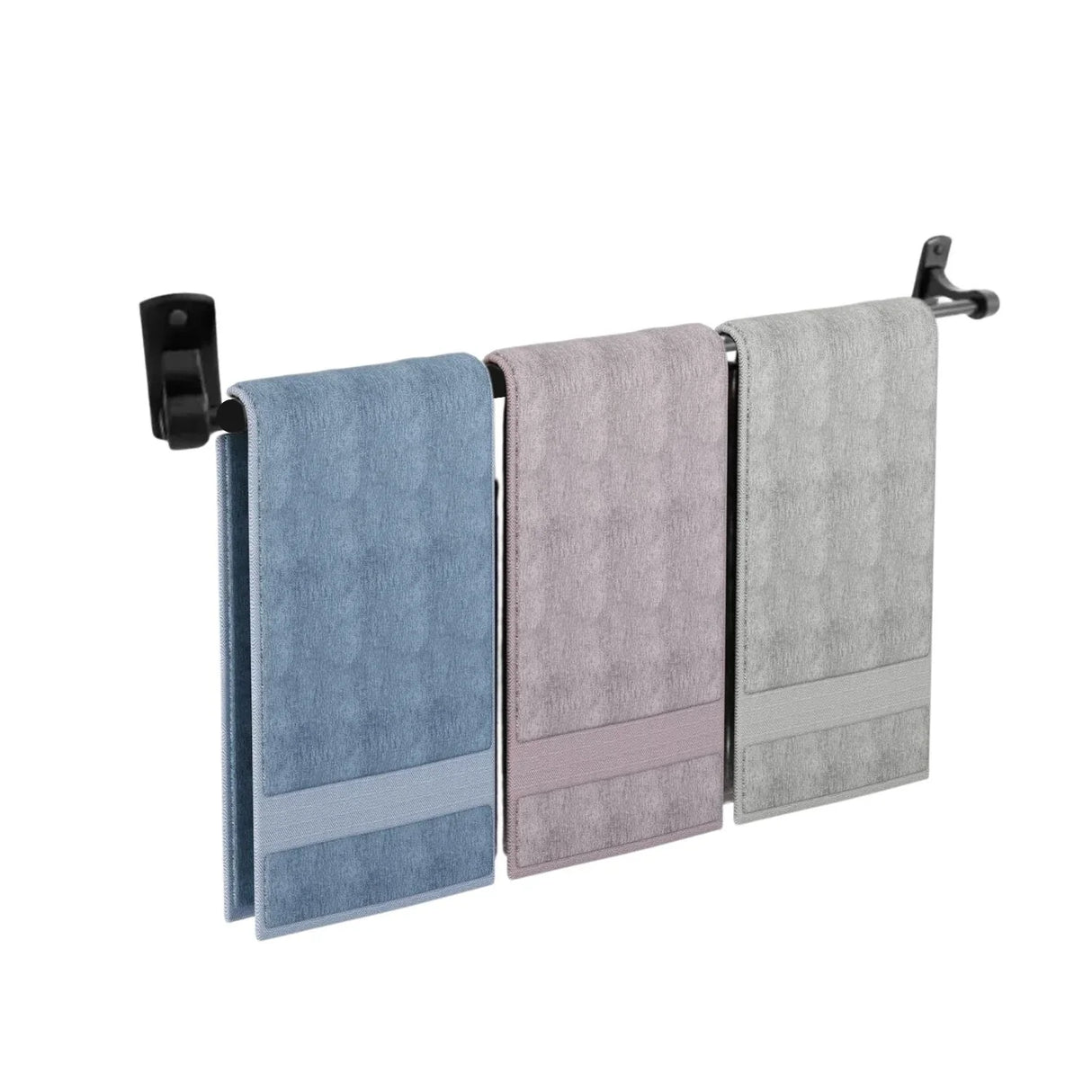 Toallero Barra de 60 cm - Base Rectangular en Aluminio Color Negro