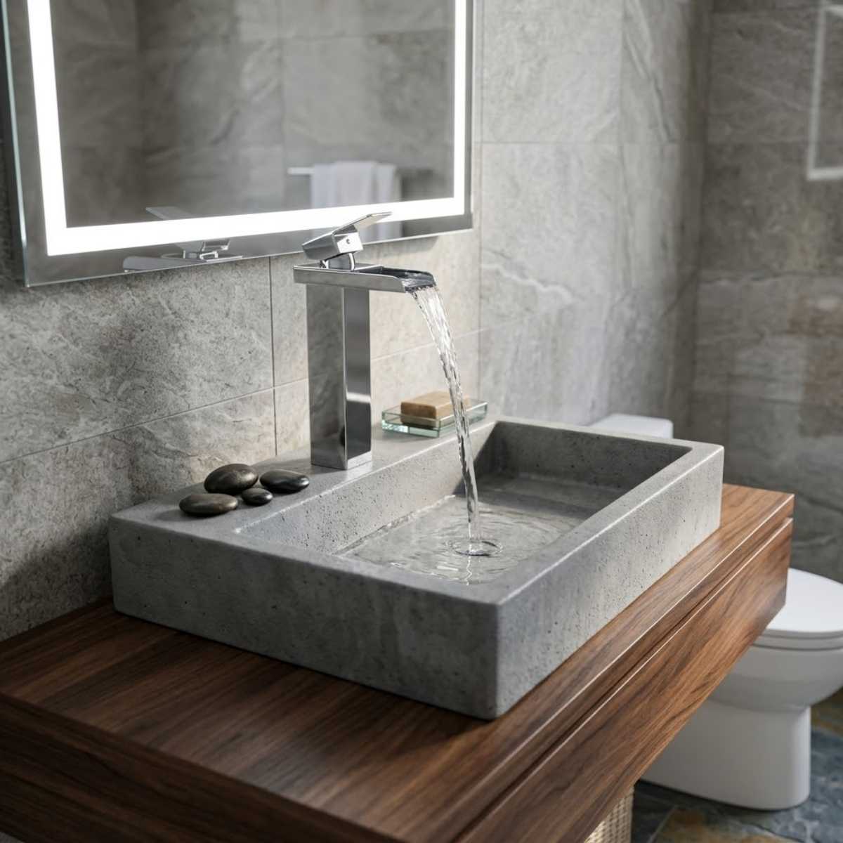 Grifería Monocontrol Lavamanos Alto Cascada Cromado 29 cm