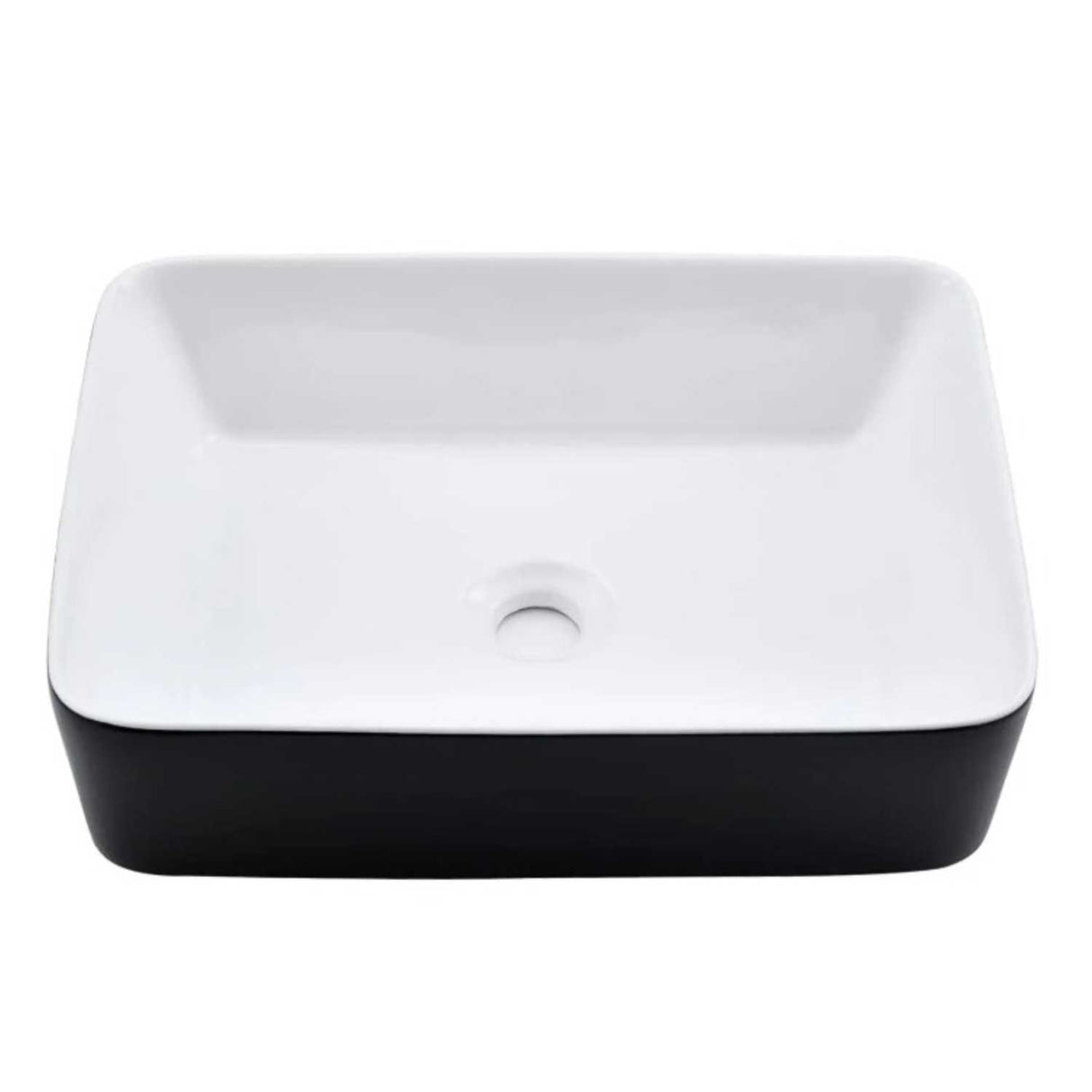 Lavamanos de Sobreponer Blanco Negro Porcelana 50 x 39 x 15 cm Rectangular para Baño