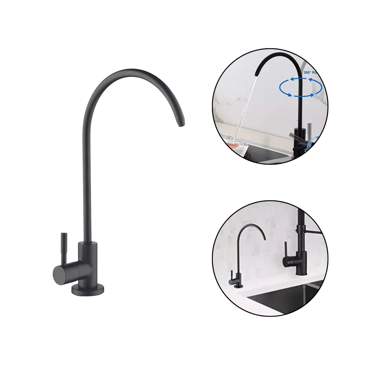 Llave para Filtro de Agua - Negro Mate -ACERO SUS304