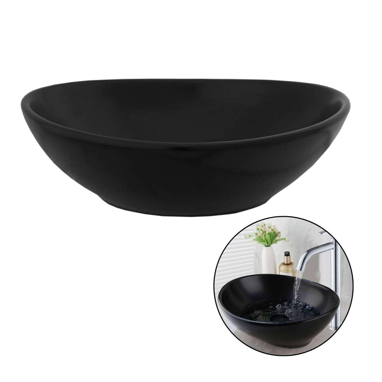 Lavamanos De Ceramica Canoa En Negro Mate