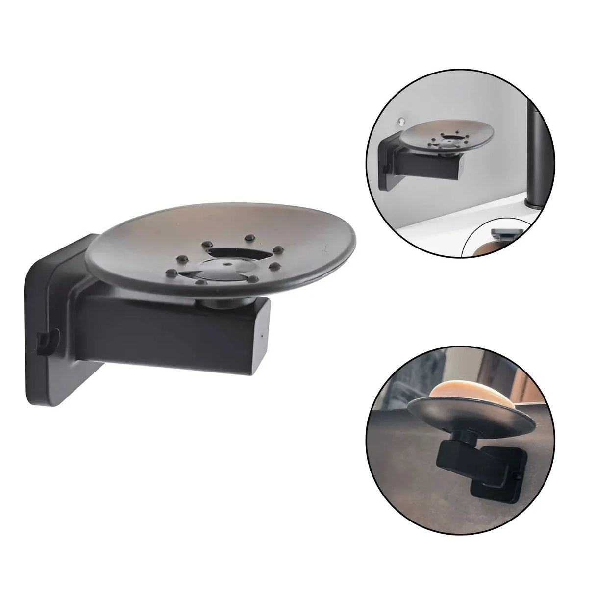 Jabonera para Baño - Negro, ABS, Alta Resistencia, Fácil Instalación