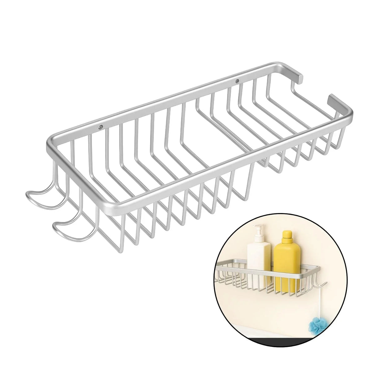 Jabonera Baño Metálica Cromada Malla Rectangular 27Cm Ducha