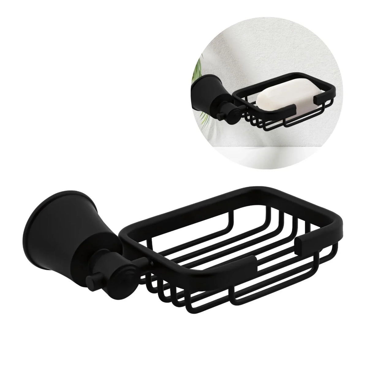 Jabonera Canastilla Negra En Aluminio Modelo L. Turmalina - Con Chazos y Tornillos