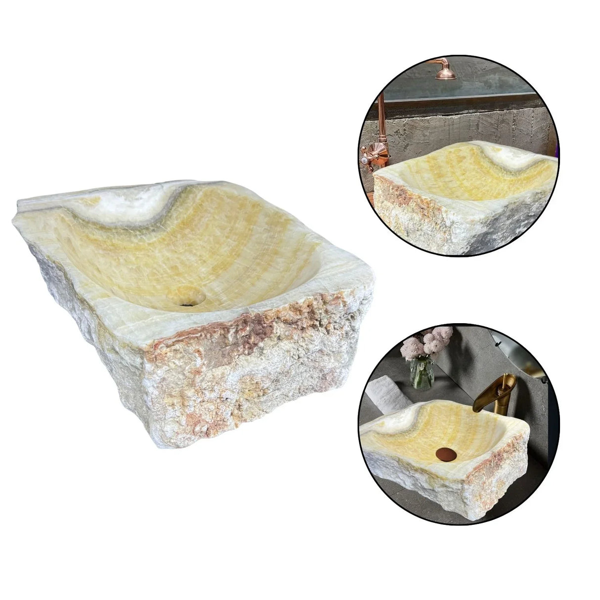 Lavamanos en Piedra Natural Linea Quarzo Amarillo