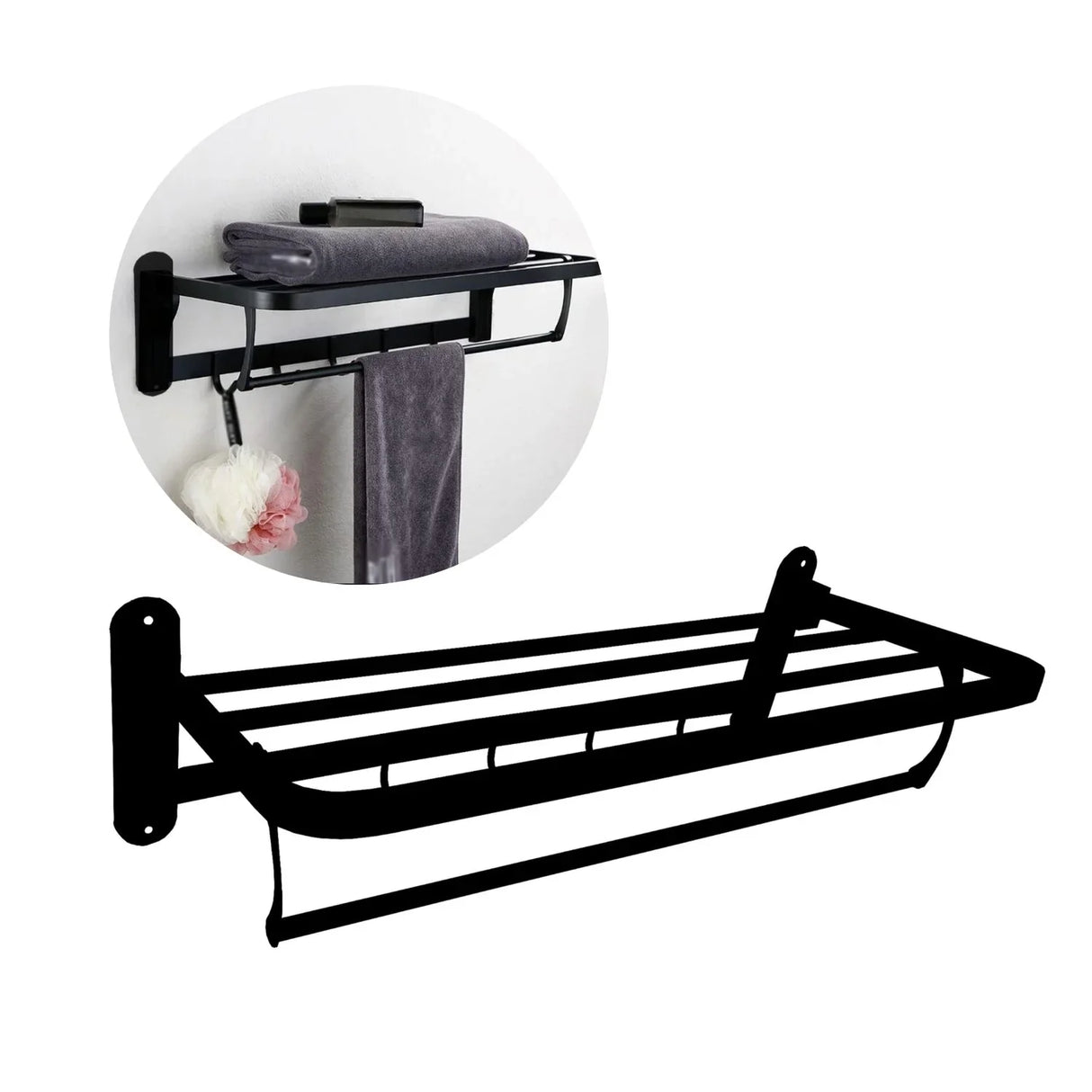 Toallero Hotelero en Acero 304 Negro Mate Multifuncional