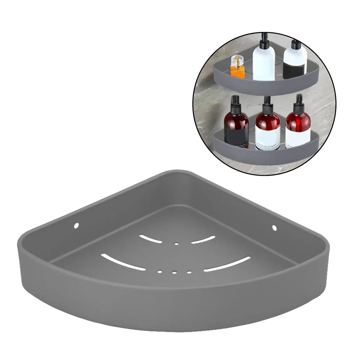 Repisa Baño Esquinera Gris Aluminio - Moderna y Funcional