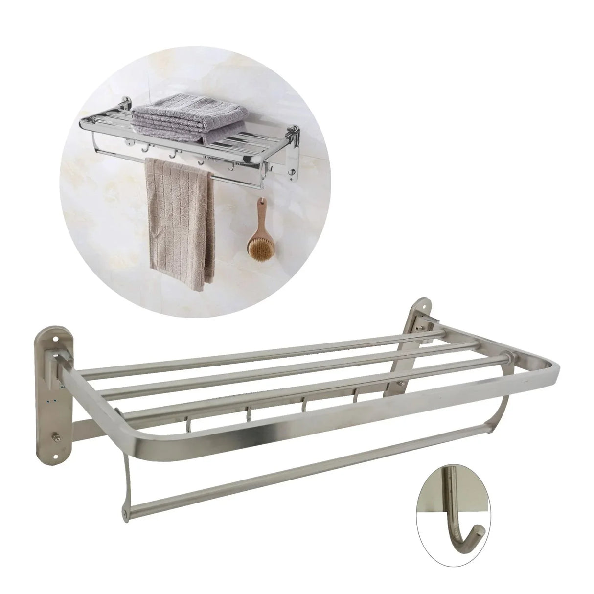 Toallero Hotelero en Acero 304 Satinado Multifuncional