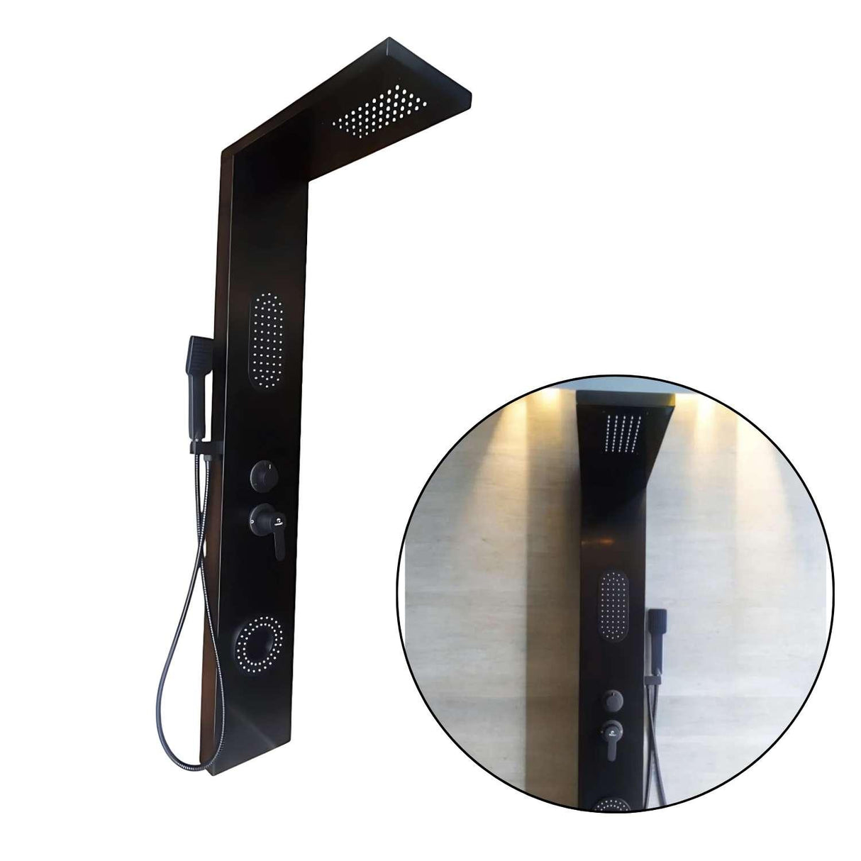 Torre Ducha Hidromasaje Monomando Columna Negro Mate