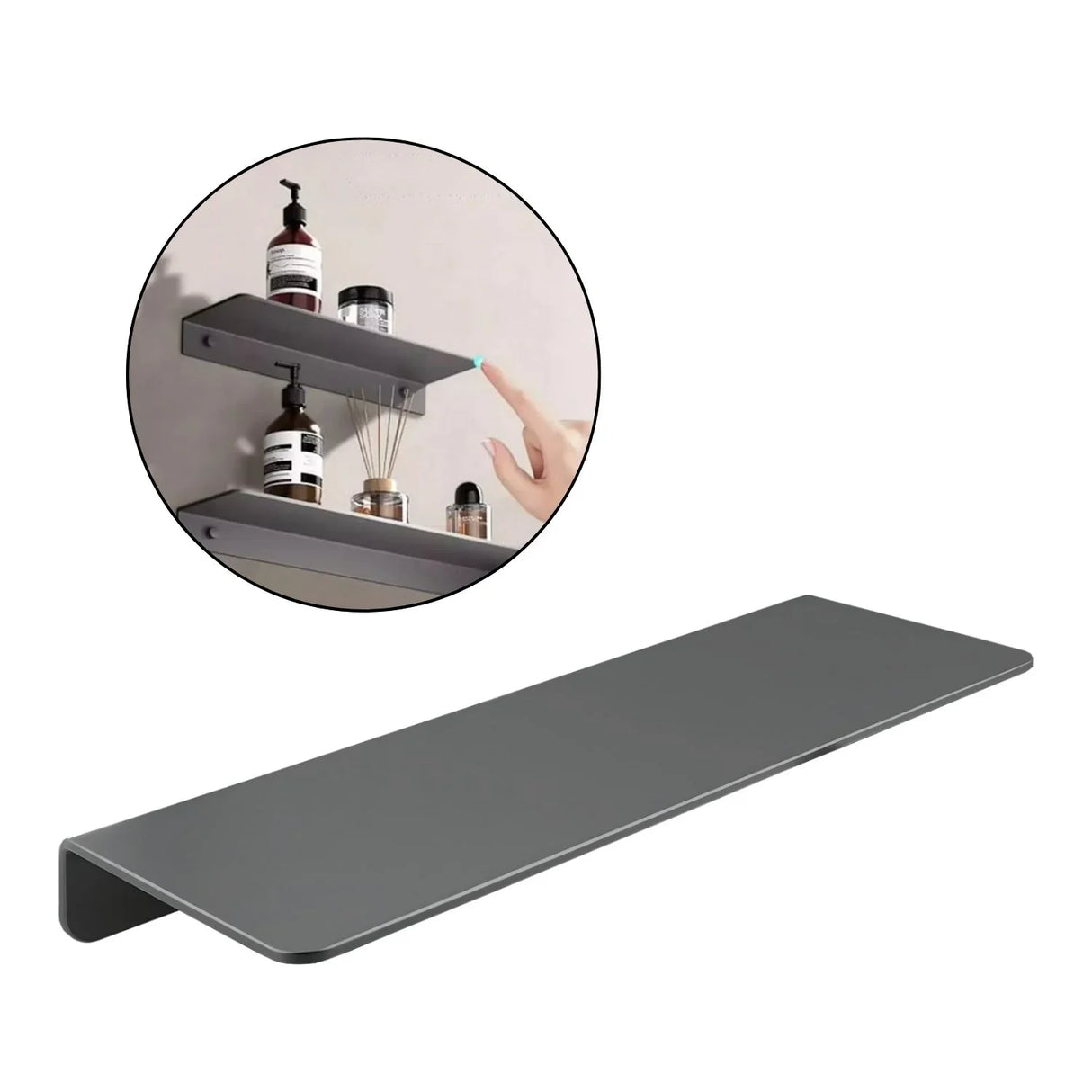 Repisa Moderna Rectangular Negra Aluminio 28 cm - Incluye Accesorios de Instalación