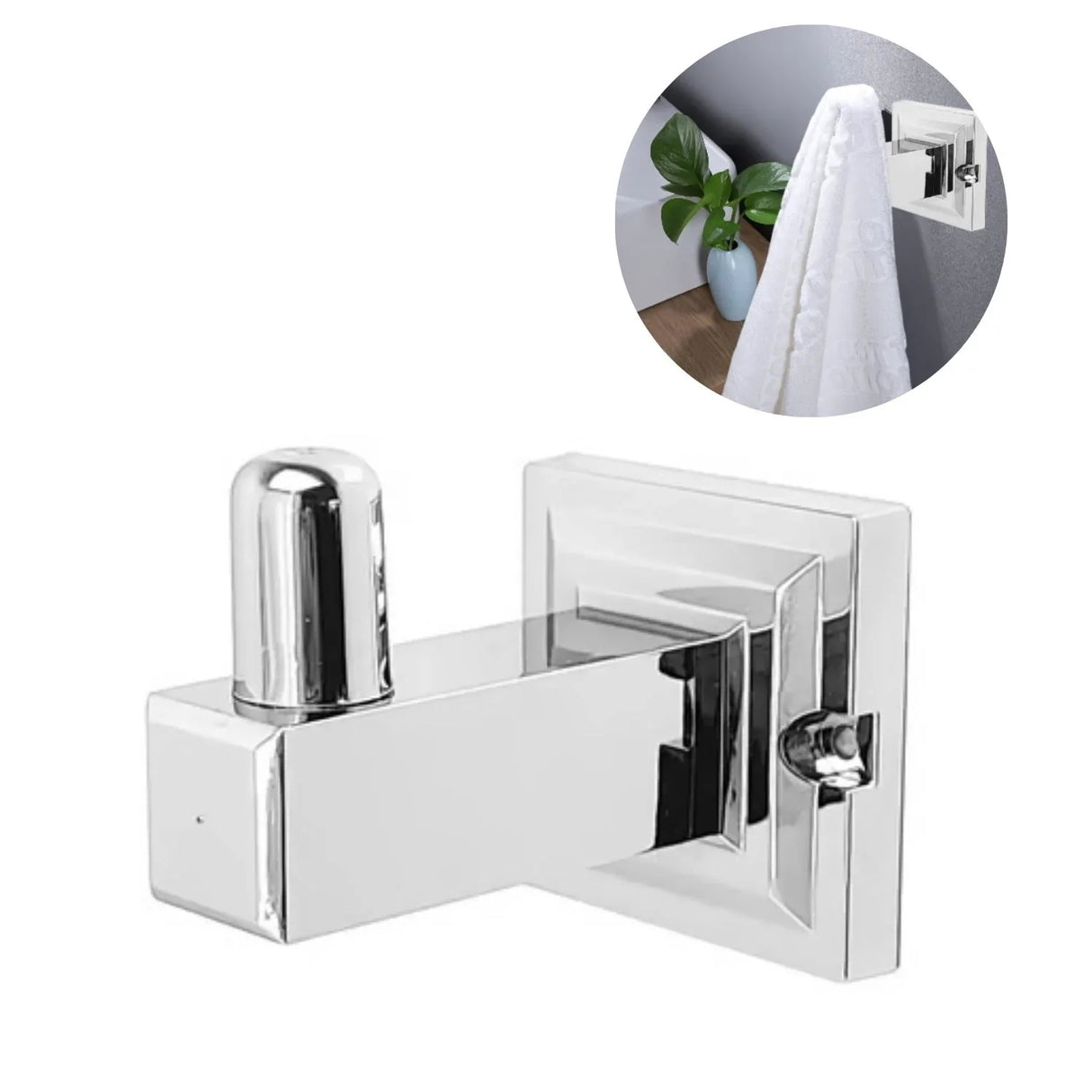 Gancho Perchero Tamesis Base Cuadrada De Lujo Cromo