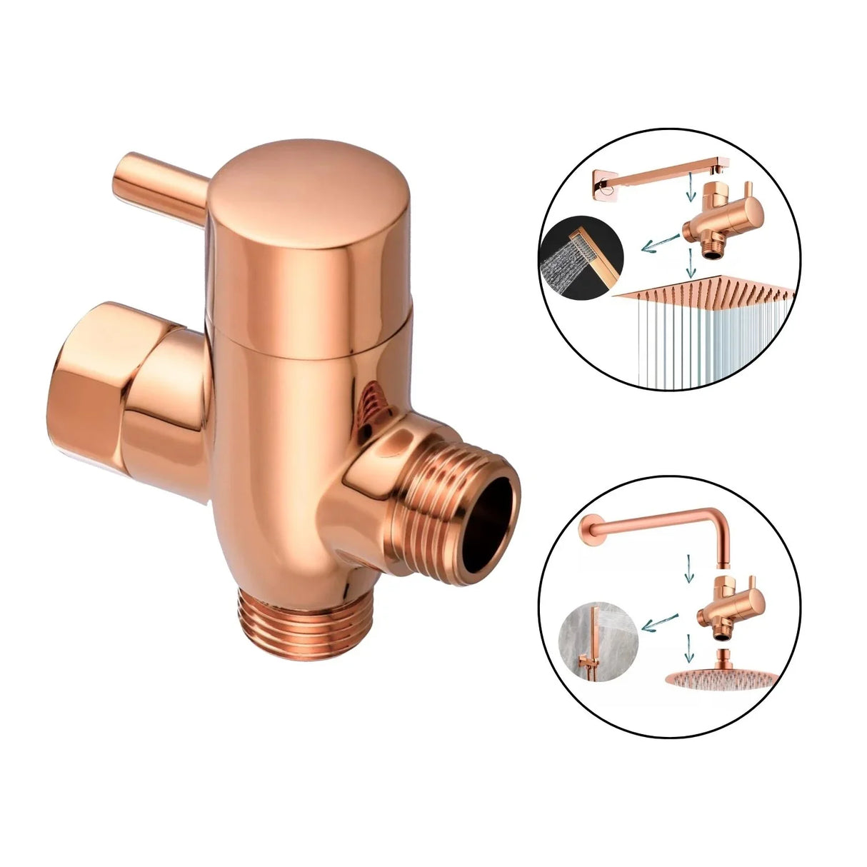 Desviador Derivador para Ducha Teléfono - Oro Rosa Metálico