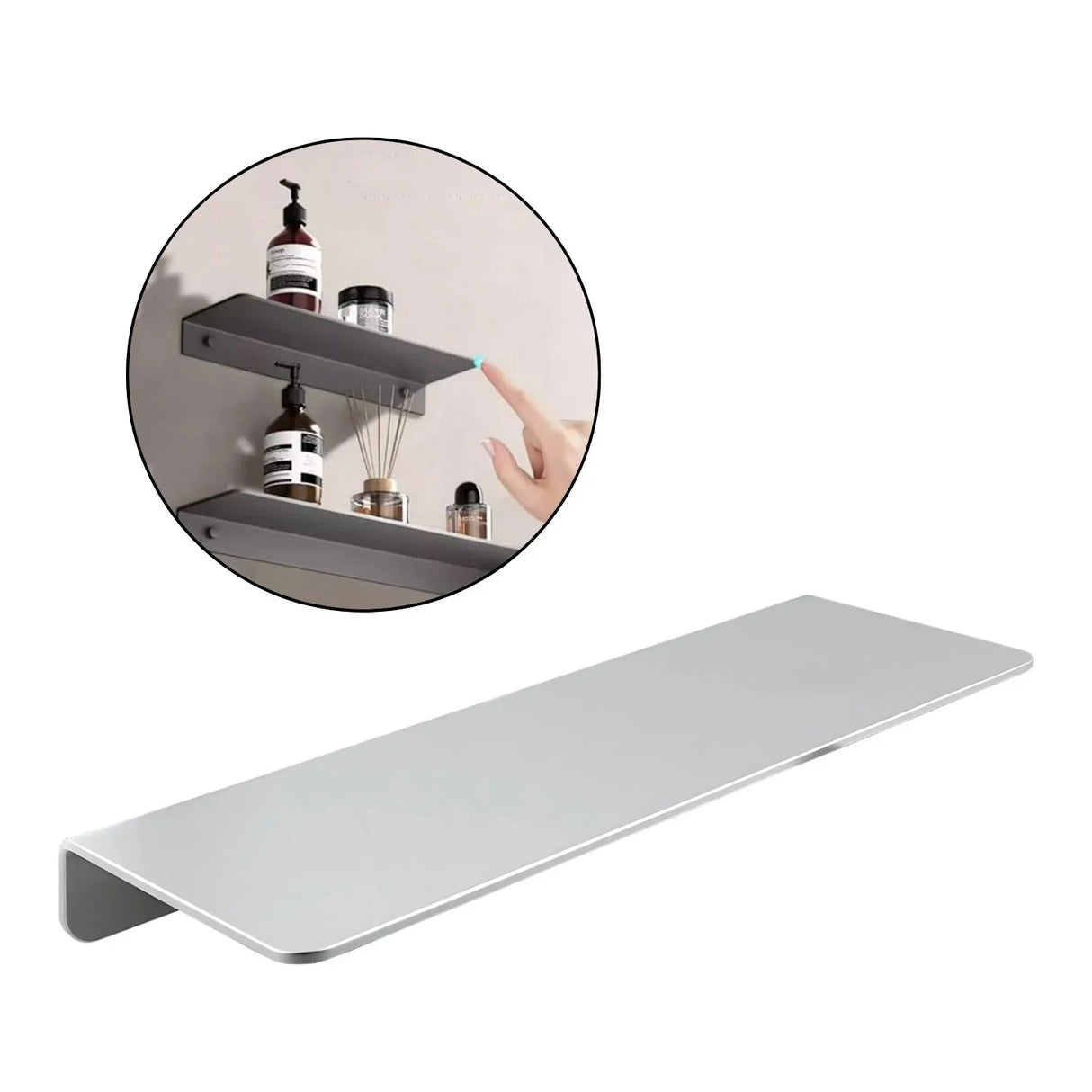 Repisa Moderna Rectangular Silver Gris Aluminio 28 cm - Incluye Accesorios de Instalación