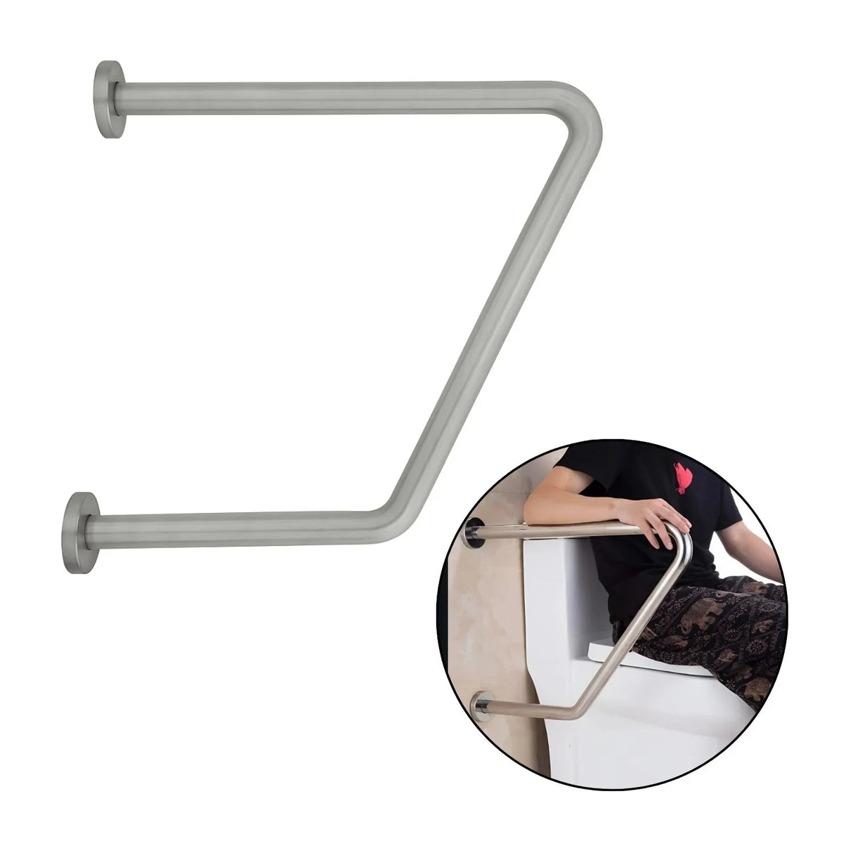 Barra Seguridad Apoyo Sanitario En D Acero Inoxidable Pared